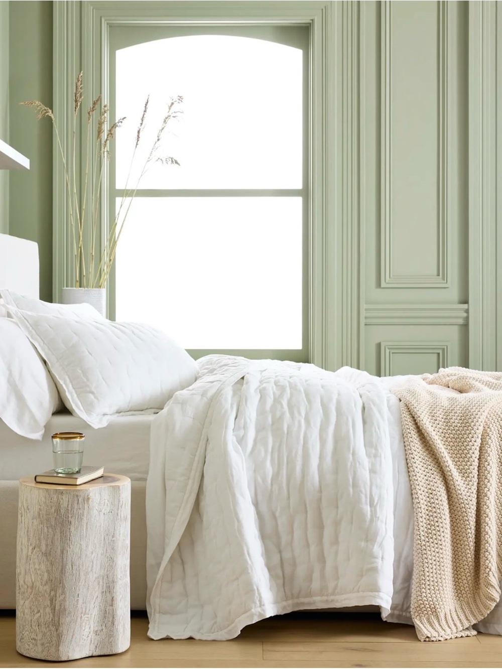 Quince White European Linen Dream Quilt and Shams Set - Retail $234